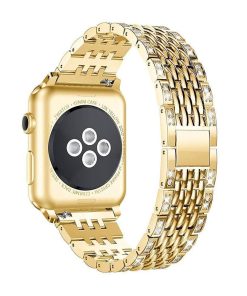 بند اپل واچ نگین دار طلایی