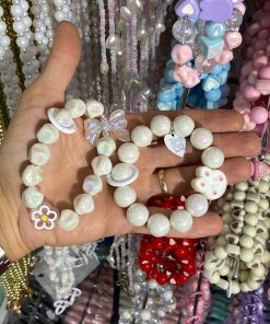 بند آویز سفید مرواریدی بزرگ موبایل عمده